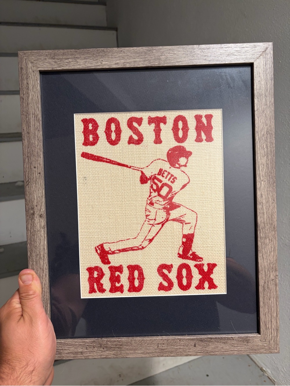 Boston Red Sox Framed Prints - Red and Cream Baseball Art 11x14